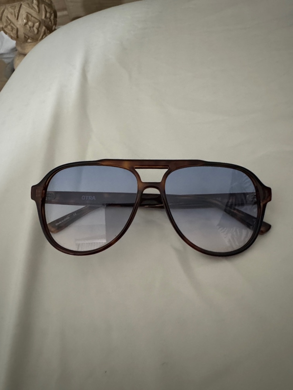 OTRA Aviator Sunglasses in Tortoiseshell with Blue Gradient Lenses